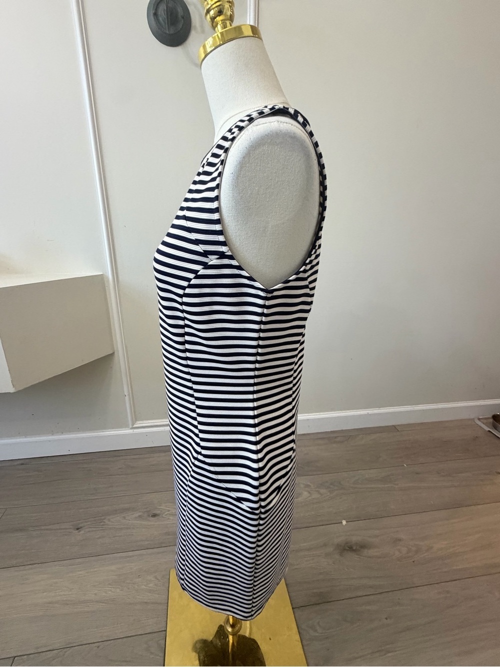 Monteau Navy & White Sleeveless Striped Midi Dress - Picture 3 of 8